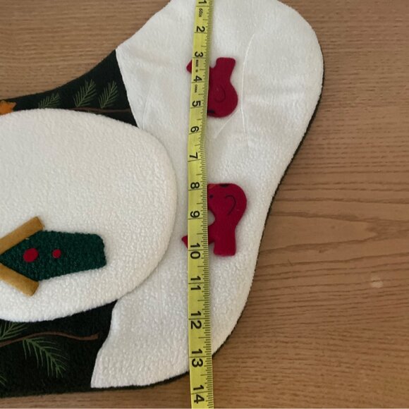 Christmas Stocking 3D Snowman Green Let It Snow Embroidery Cardinals Huge 27 in - Picture 7 of 8